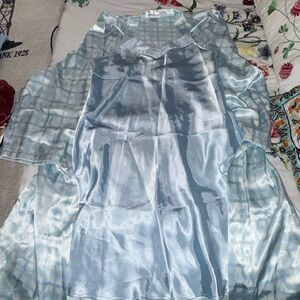 Light Blue Satin Night Gown and Plaid robe